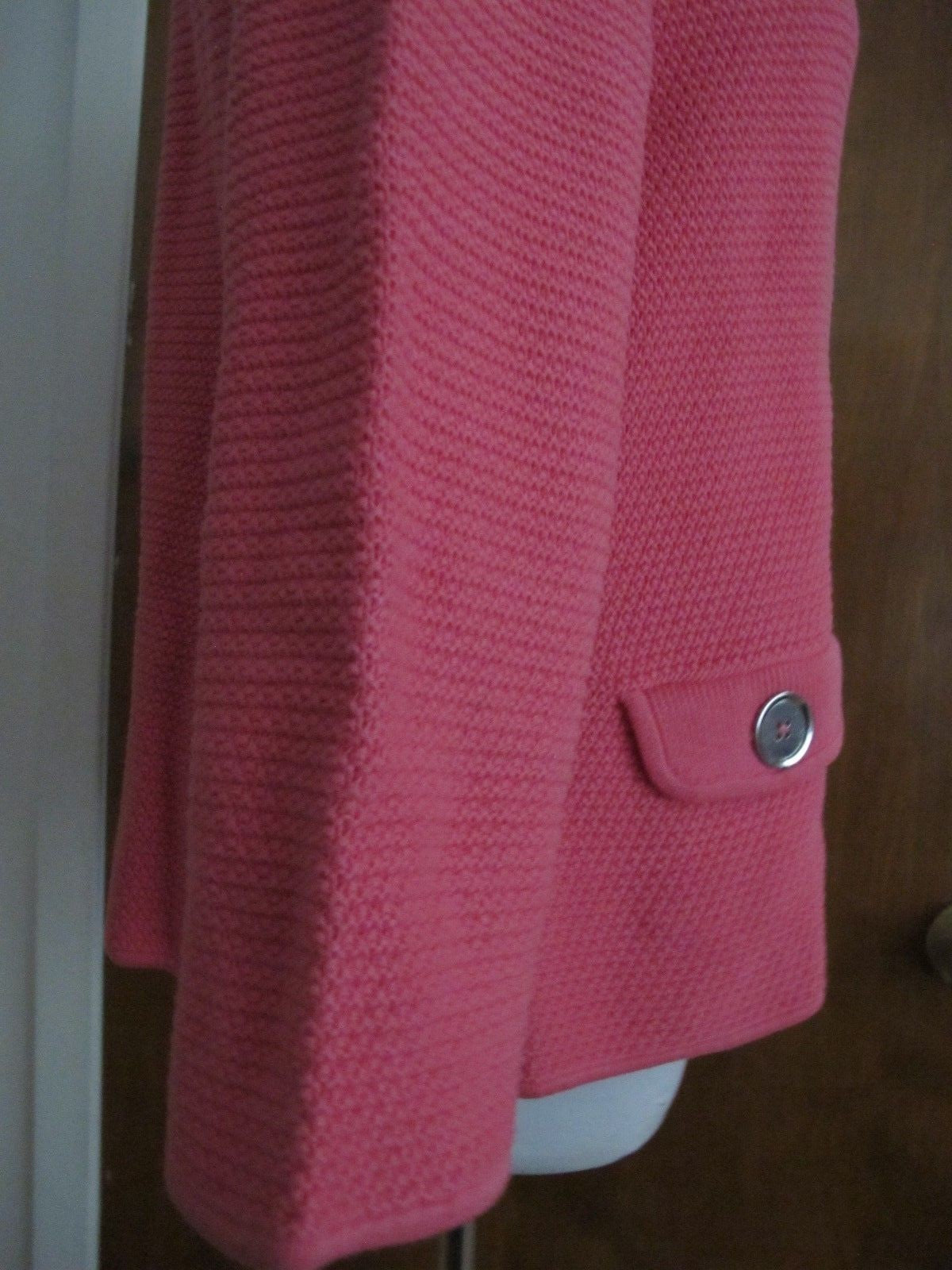 Jones New York Signature Womens Pink Buttoned Pocketed 3/4 Sleeves Jacket Large 