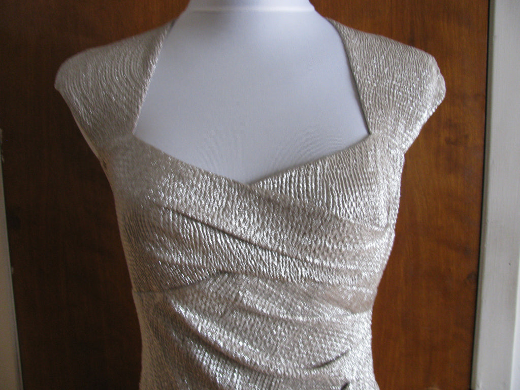 Lauren Ralph Lauren Women’s White Gold Evening Maxi Dress 