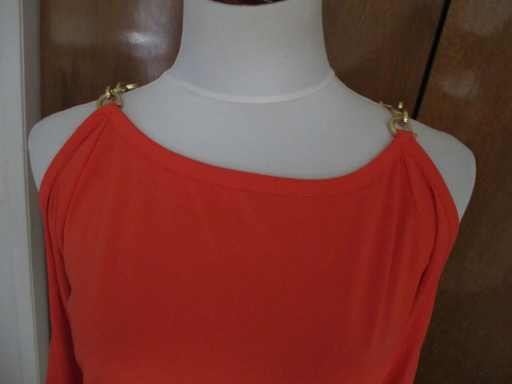 Michael Kors women’s mandarin chain trim gold shoulder top Large 