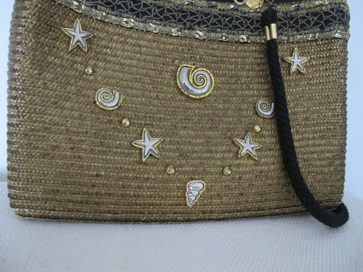 Women's Summer Gold Large Zippered Tote Handbag Made In Italy