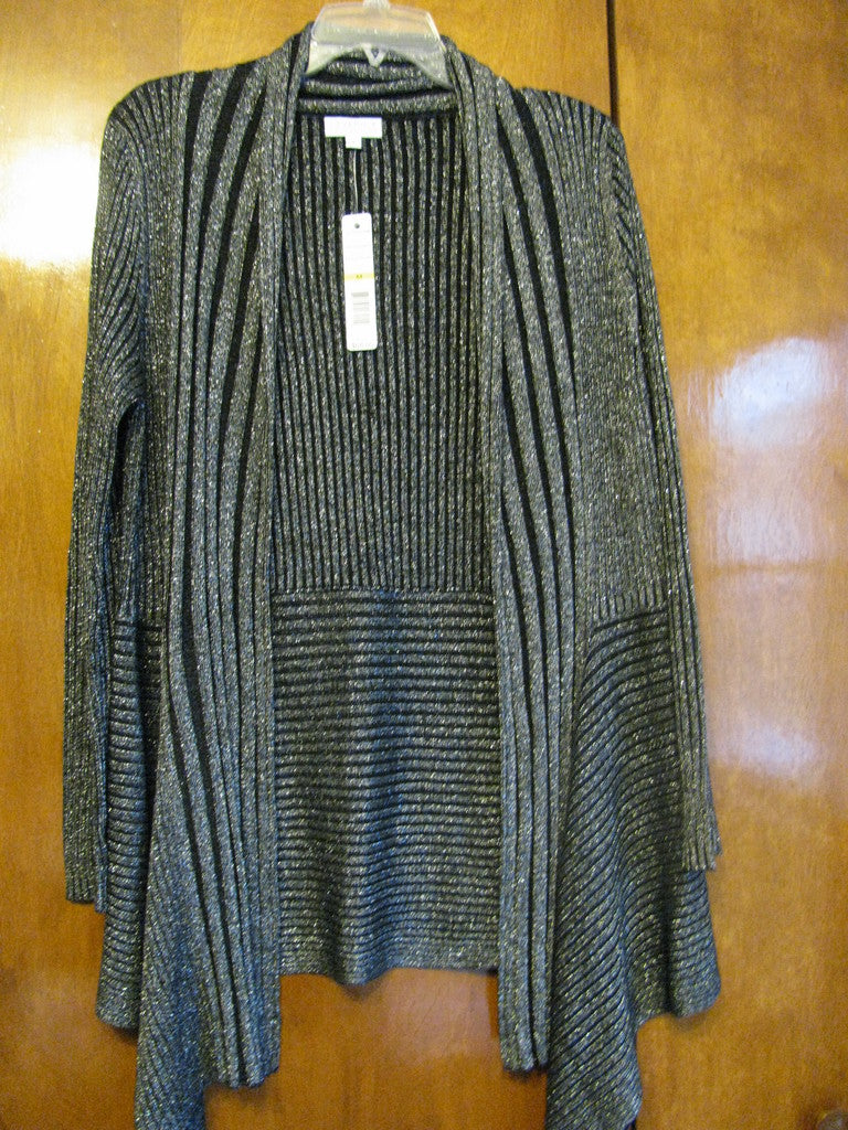 Joseph A Women's Black Silver Rayon Lurex Cardigan Size Medium NWT