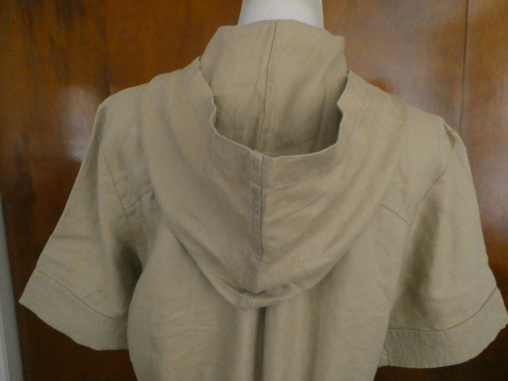 Live a Little linen beige stylish hooded tunic jacket top size Large