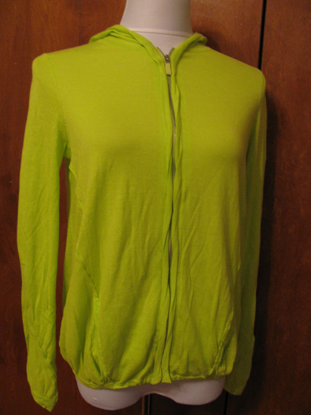 Magaschoni women's  green cotton zippered cardigan Xsmall New