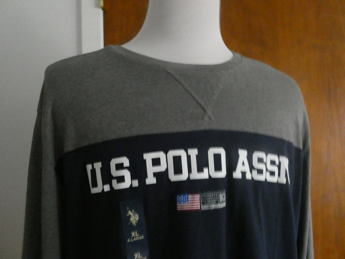 U.S POLO ASSN men’s navy/gray long sleeves soft cotton crew neck shirt size XL
