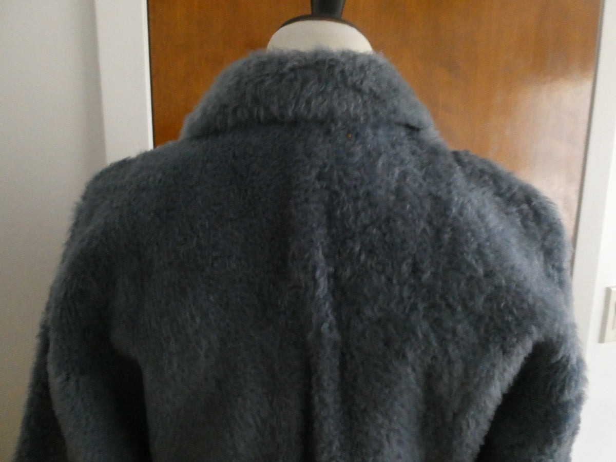 Theory Robe Coat Metal Blue Shearling Lamb Fur Teddy Coat M $2895 Made In Turkey