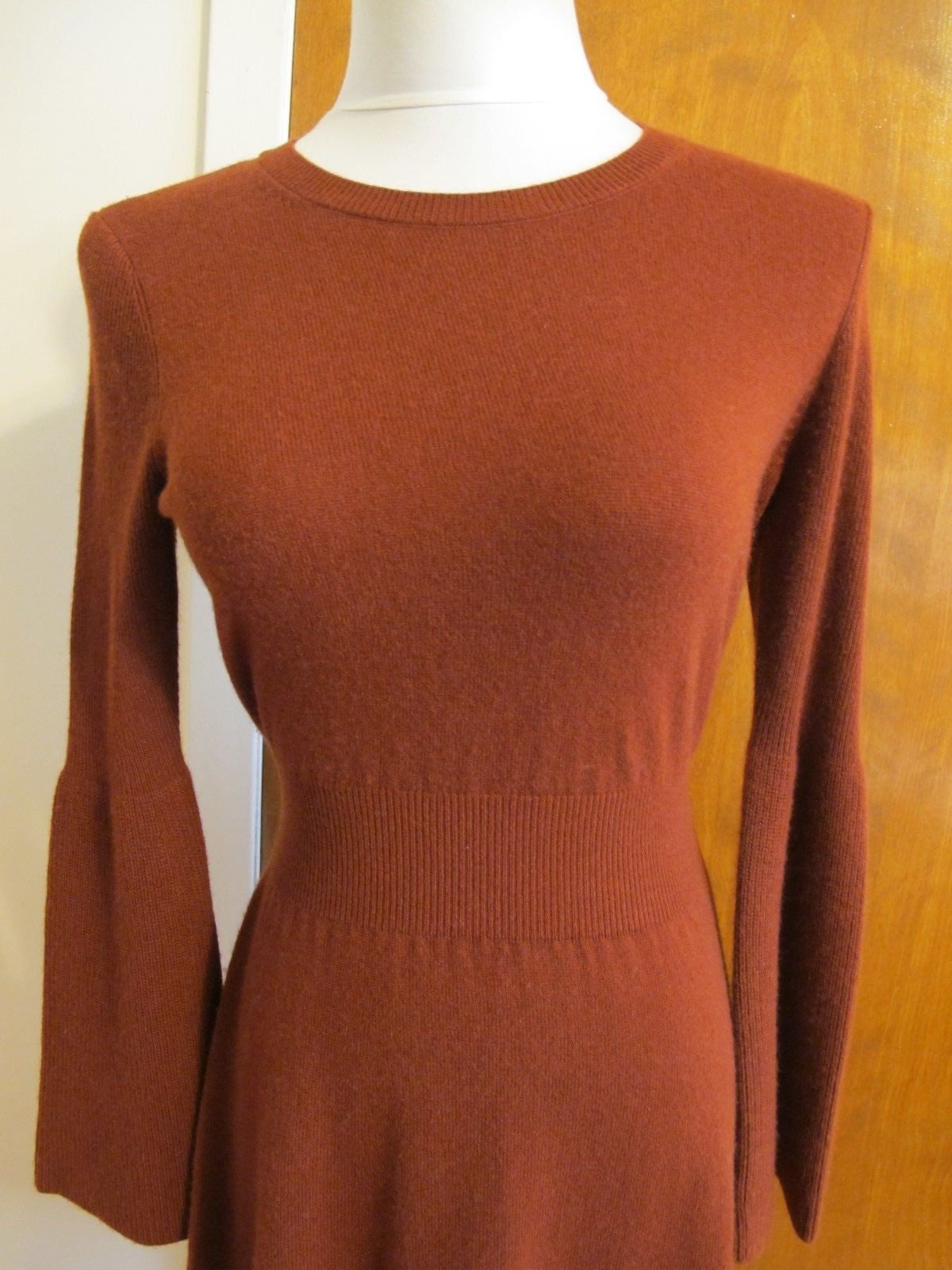 Bloomingdale Theory Women's Deep Red Oak Super Soft Cashmere Dress Small