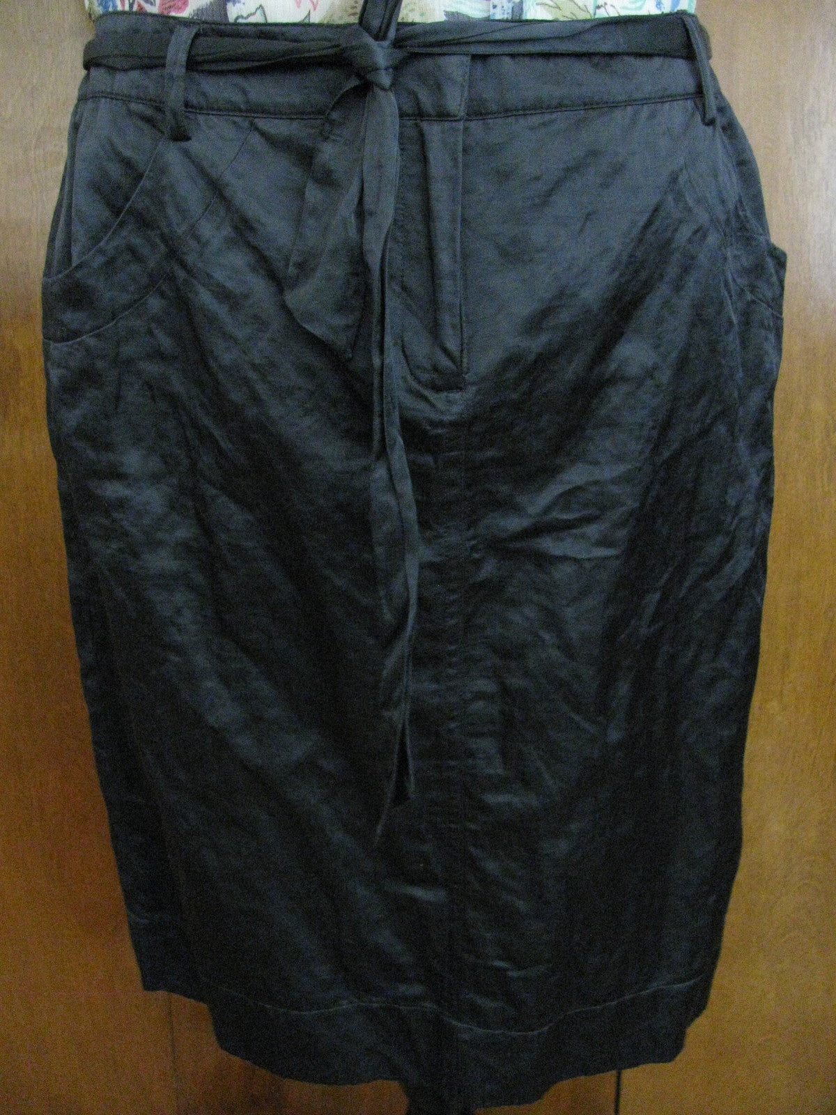 Eileen Fisher  women's graphite steel satin cotton gorgeous skirt Size 14 