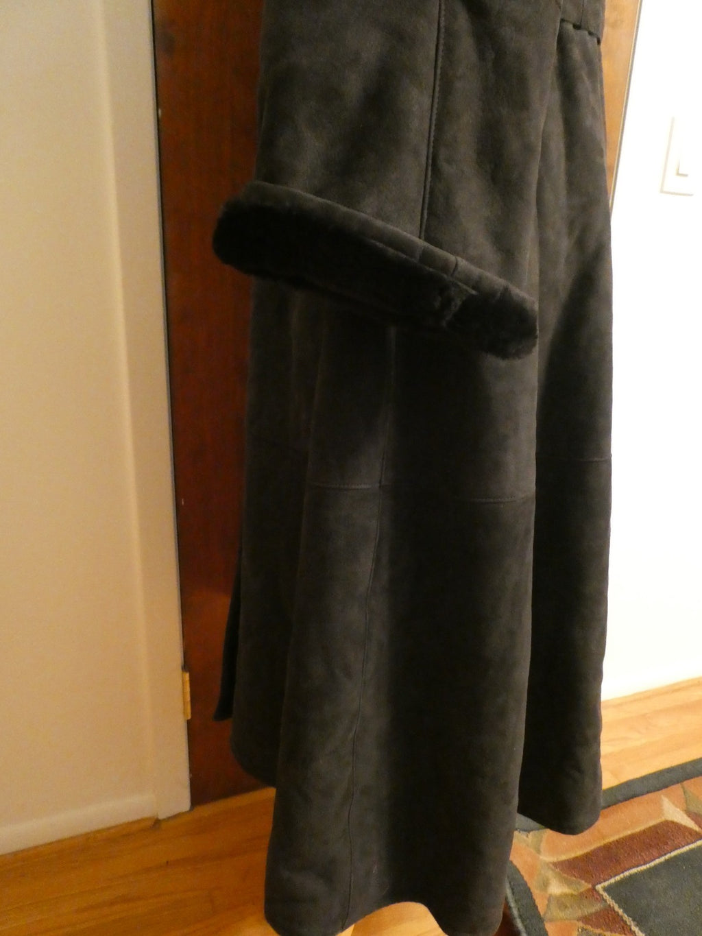 Adarcrea Women Black Shearling Sheepskin A-Line Winter Coat SZ 10 (US 14) Spain