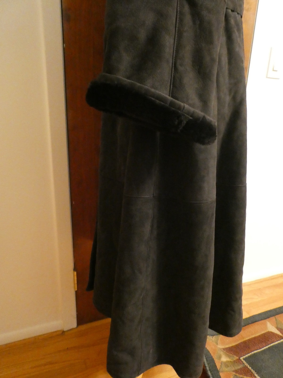 Adarcrea Women Black Shearling Sheepskin A-Line Winter Coat SZ 10 (US 14) Spain