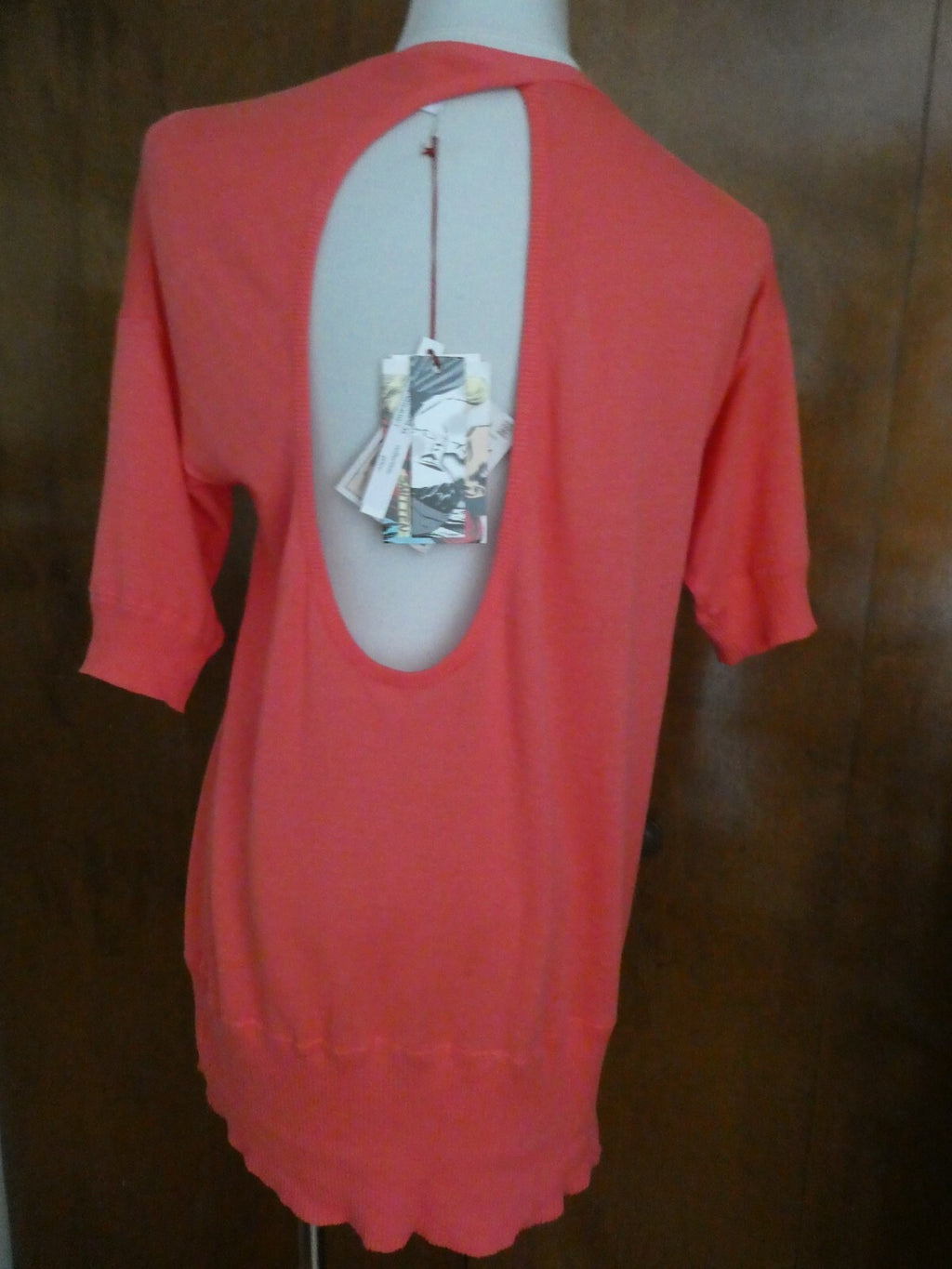 Smitten Women's Orange Sherbet Soft Cotton Detailed Tunic Long Top Size Medium 