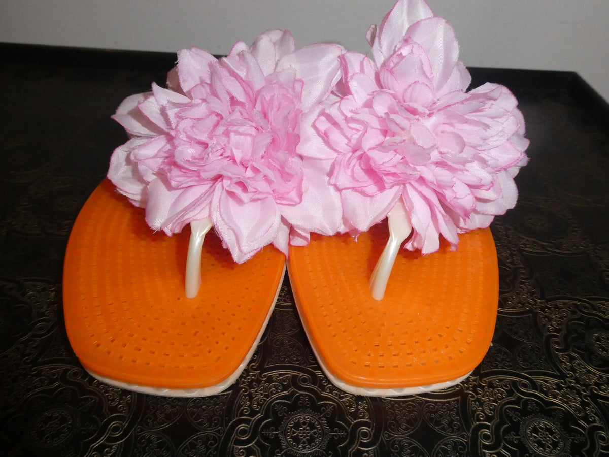 Kate Spade Pink Flowers Beach Pool Jelly Flip Flops Size 7 Made in Italy