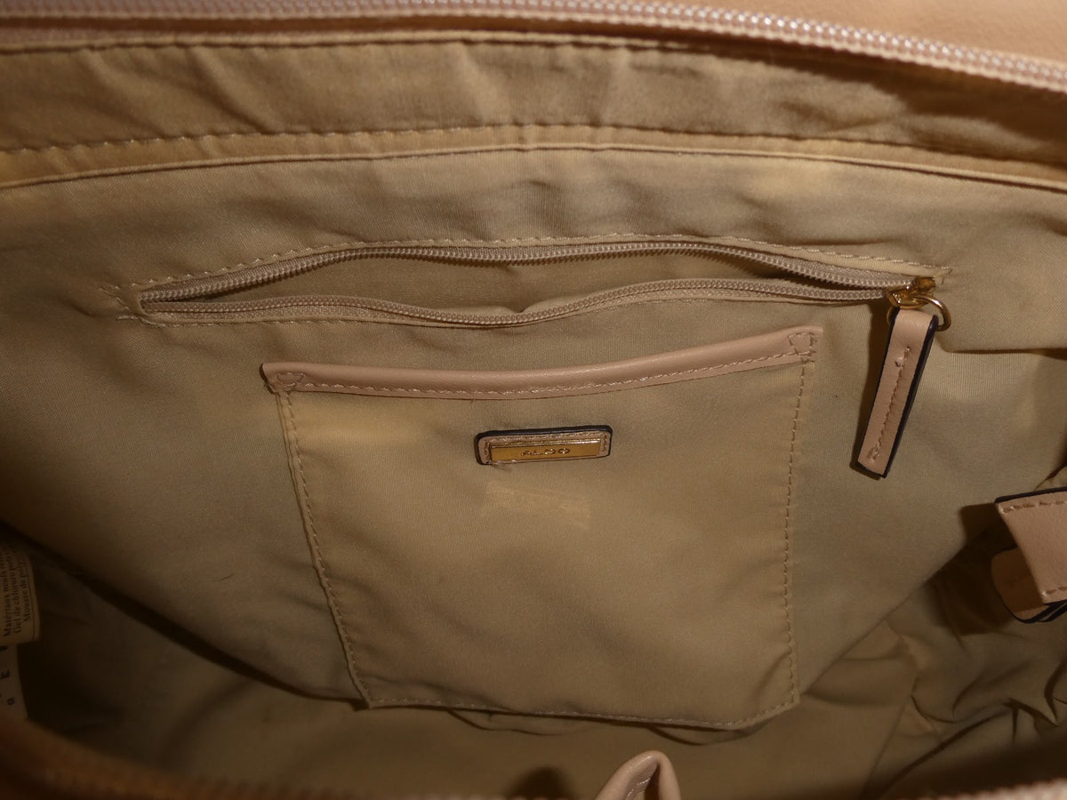 ALDO Women Quilted Taupe Satchel Purse Shoulder Handbag 14” x 10” x 7”