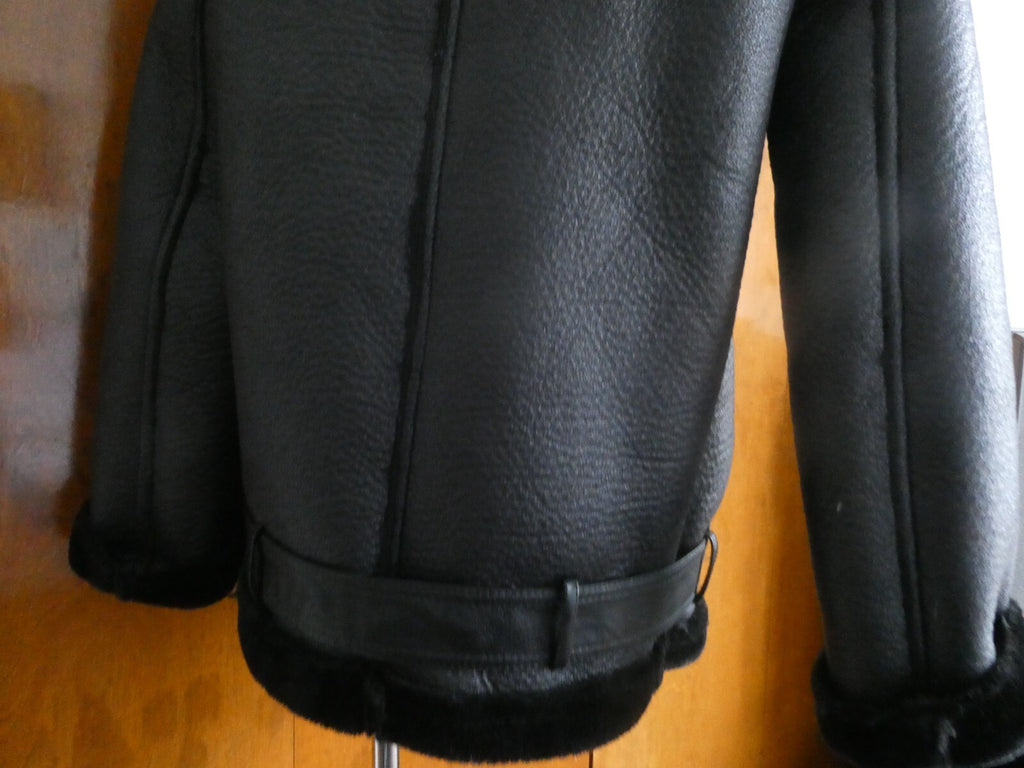 LY VAREY LIN Women's Black Faux Shearing Lined Warm Winter Moto Jacket Small