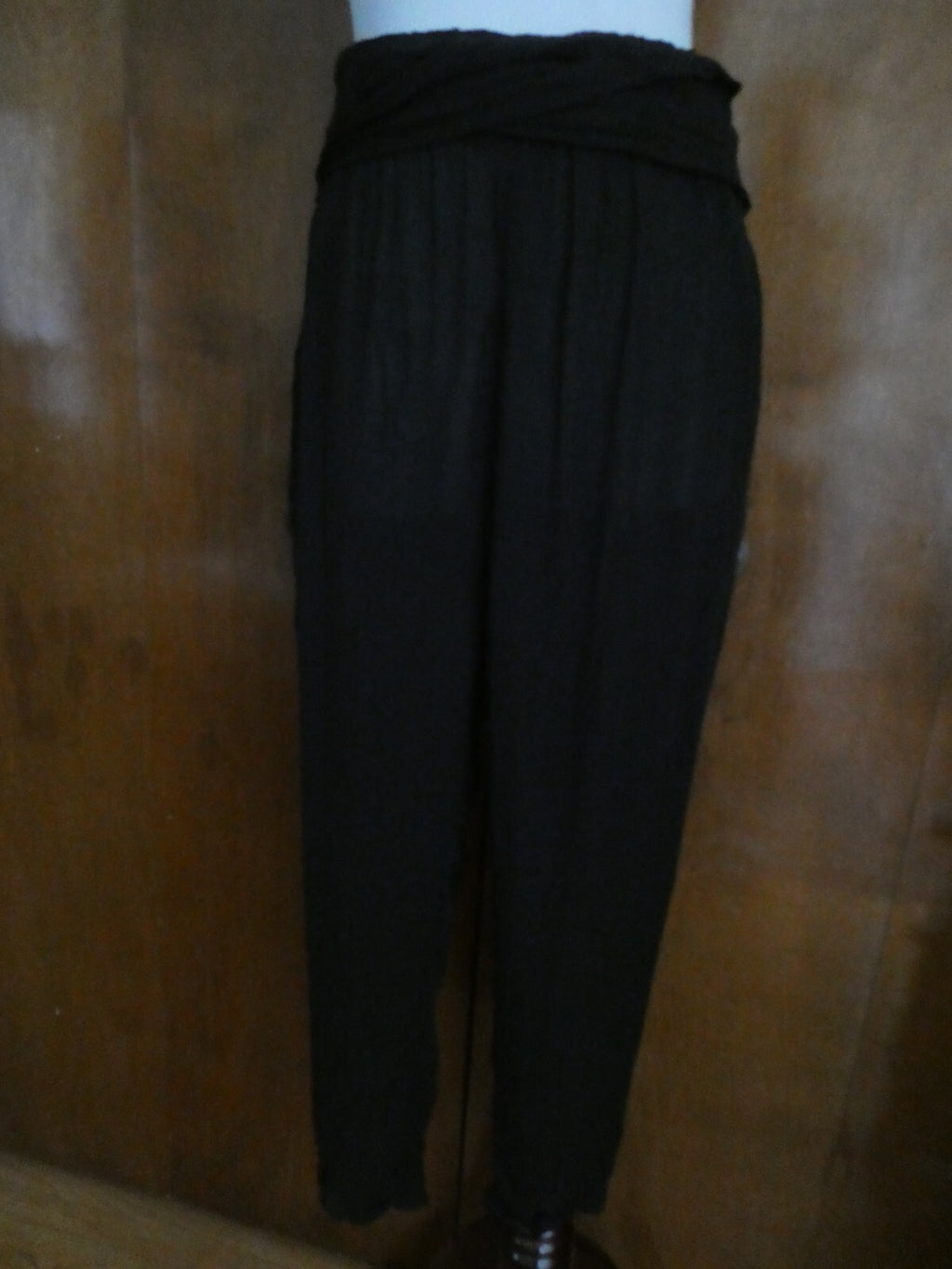 Free People Black Pockets Elastic Waist Rayon Yoga Jogger Pants Size Large