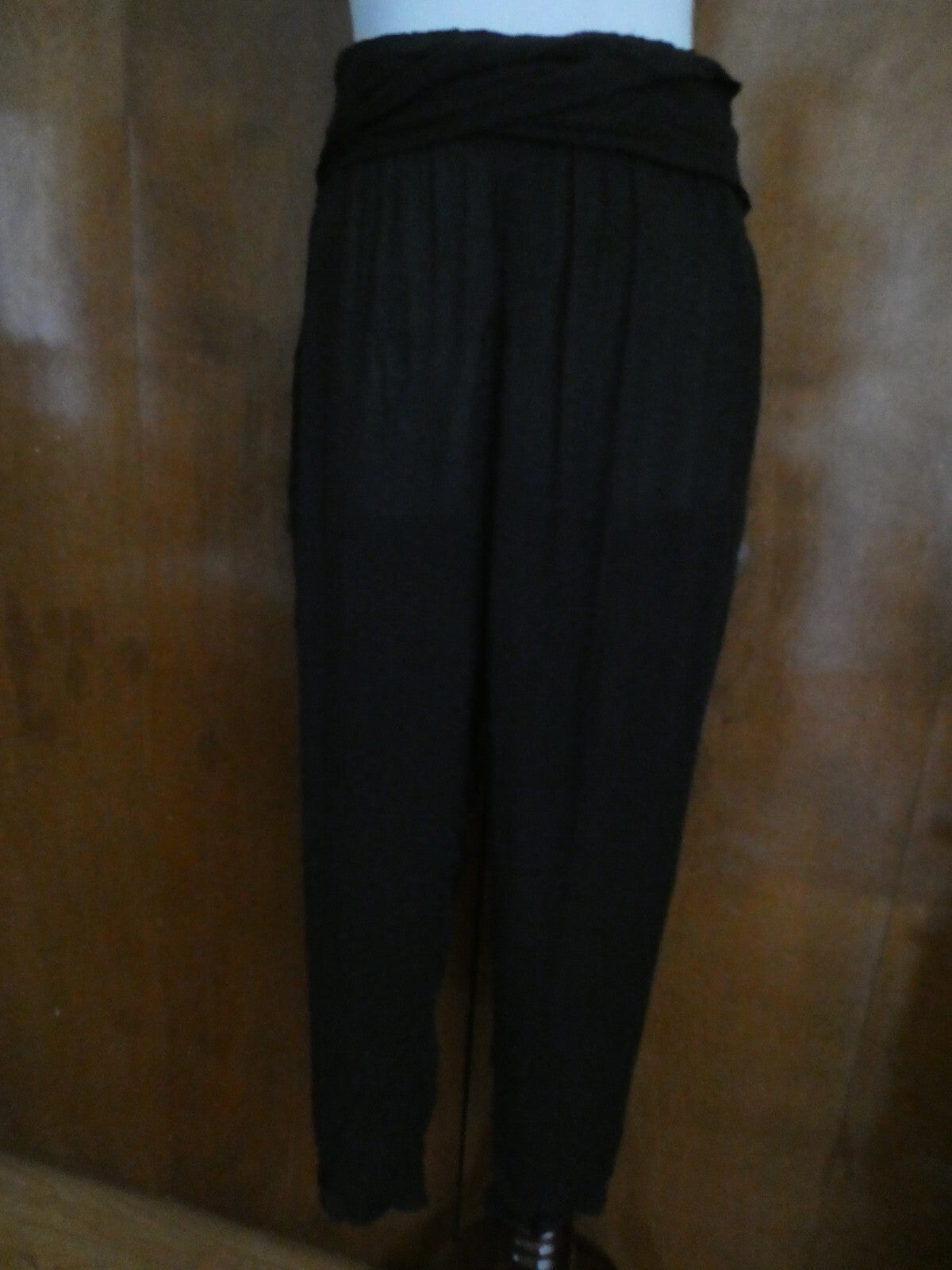 Free People Black Pockets Elastic Waist Rayon Yoga Jogger Pants Size Large
