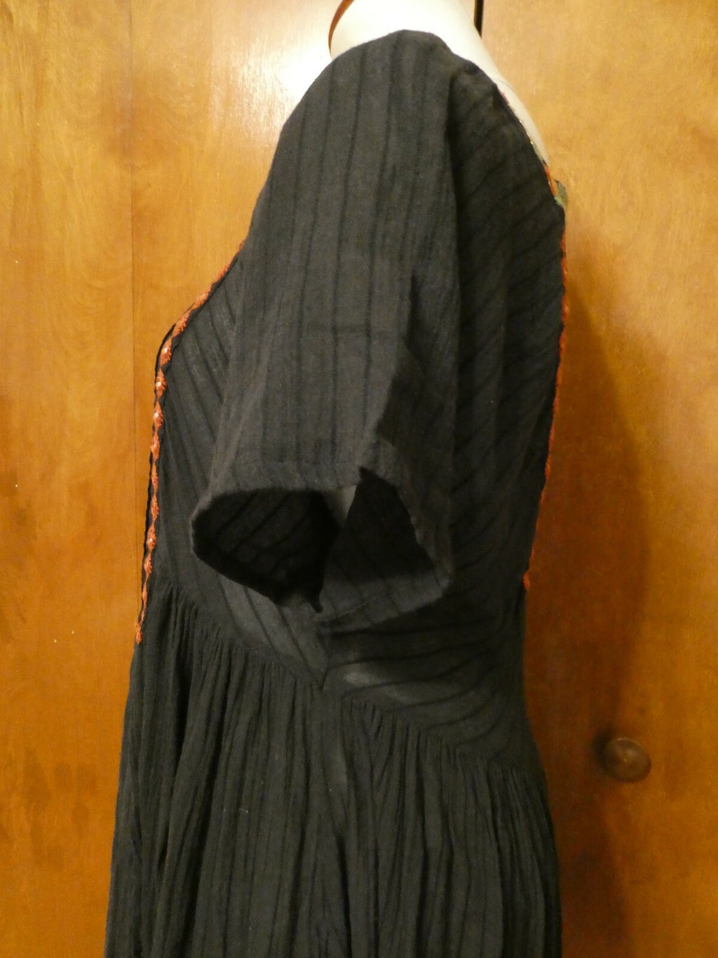 Free People Women’s Asymmetric Black Embroidered Soft Cotton Dress Small 