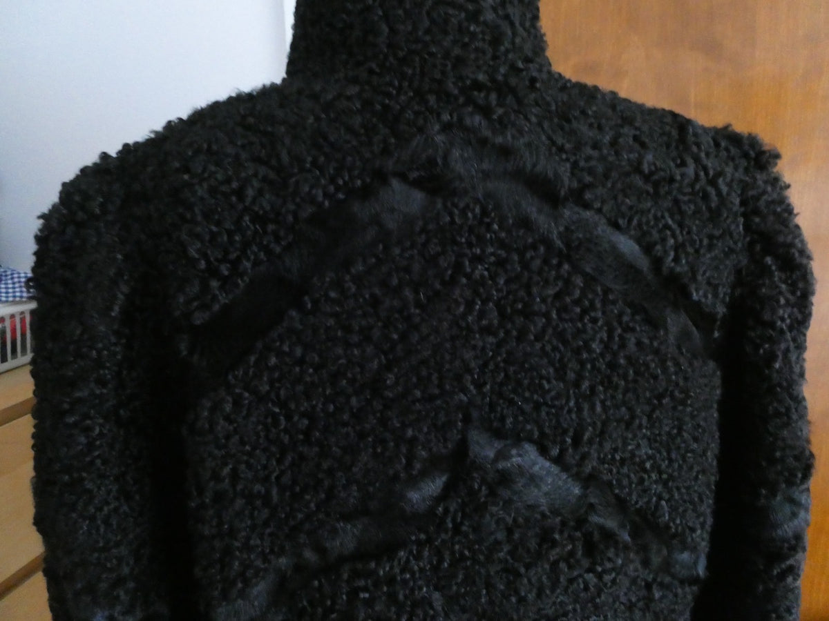 Genuine Fur Karakul Women’s Black Persian Lamb Coat Size Large Made in Moldova