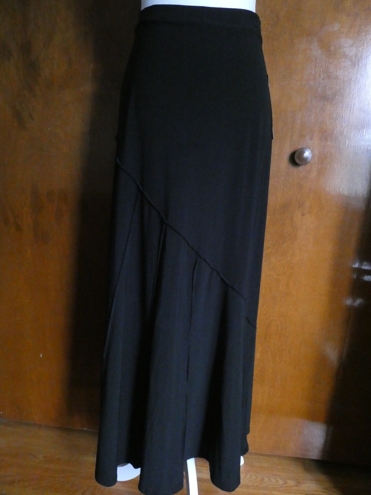 Carole Little Women Black Maxi Skirt Medium Stretch Asymmetrical Hem Pull On