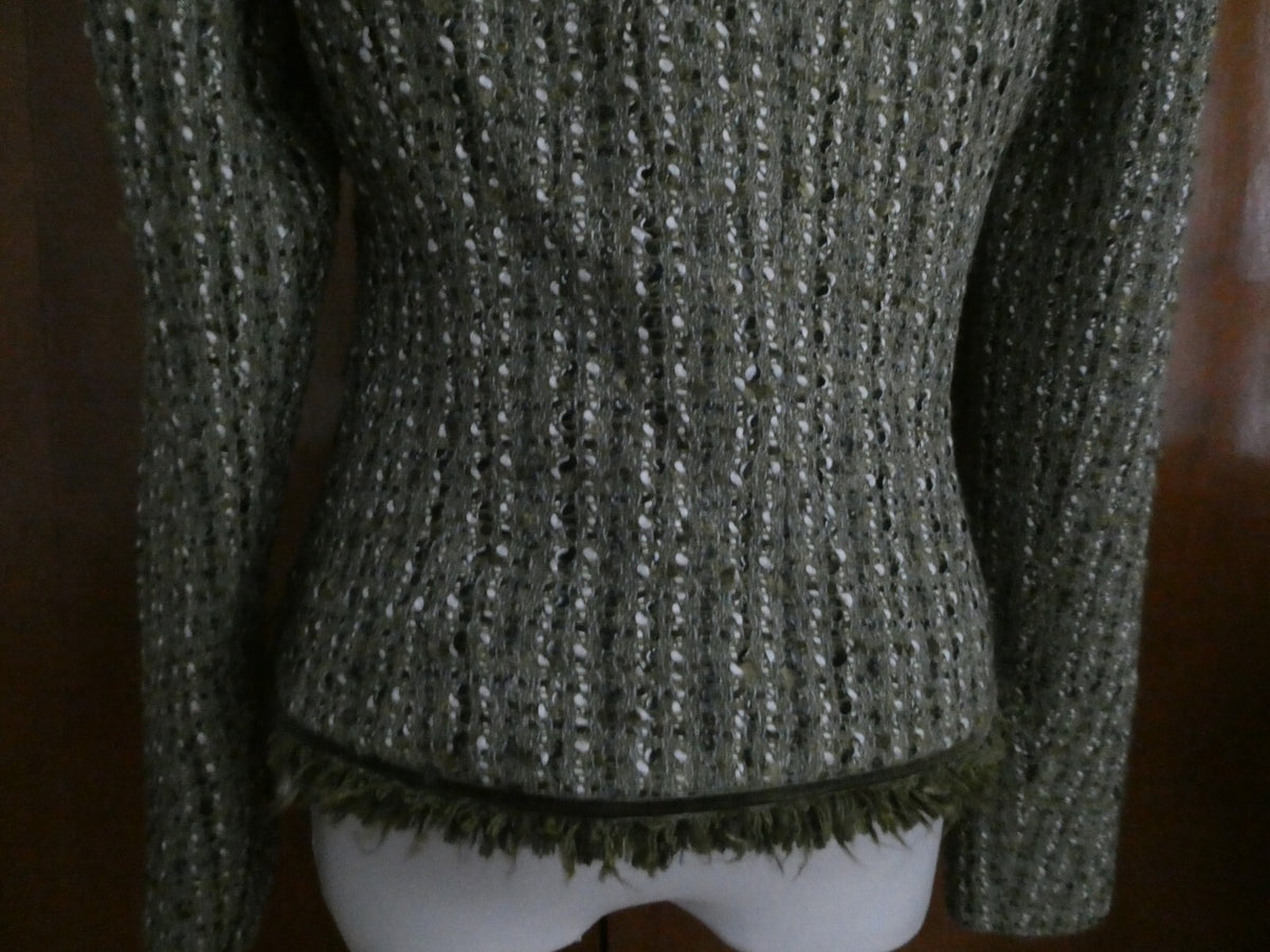Vertigo Women Stylish Green Lined Blazer Size Large (Fits Medium) Made in France