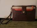 GIANI BERNINI Wristlet Purse Canvas Burgundy Pink Gold Wallet Pouch Bag
