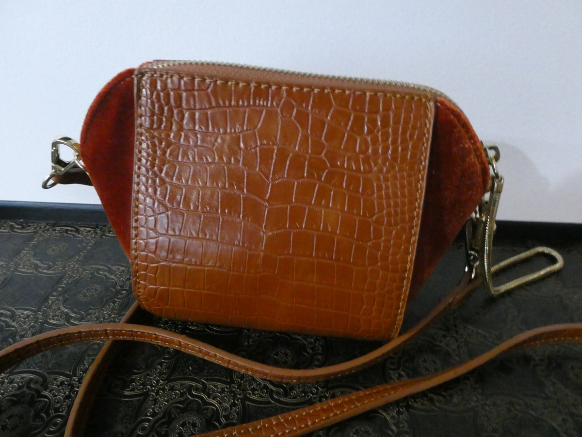 Street Level Orange/Brown Small Crossbody Tote Purse