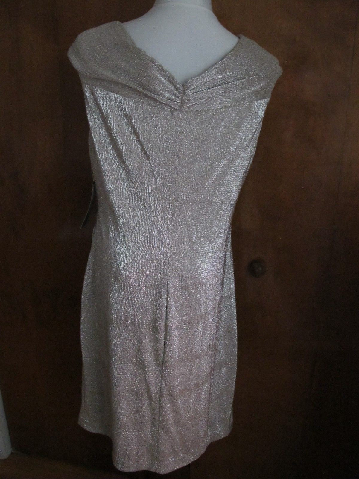 Ralph Lauren Women's White Gold Detailed Lined Evening NWT Dress size 16