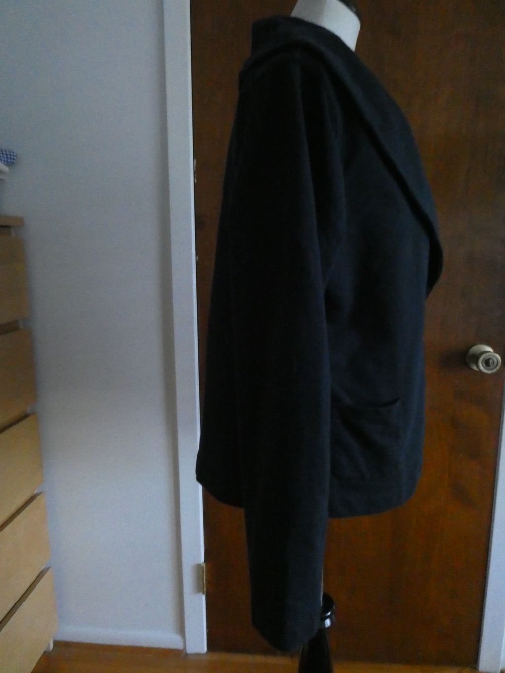 Lauren Jeans Co Black Cotton Wrap Jacket Shawl Collar Belted Women's XLarge