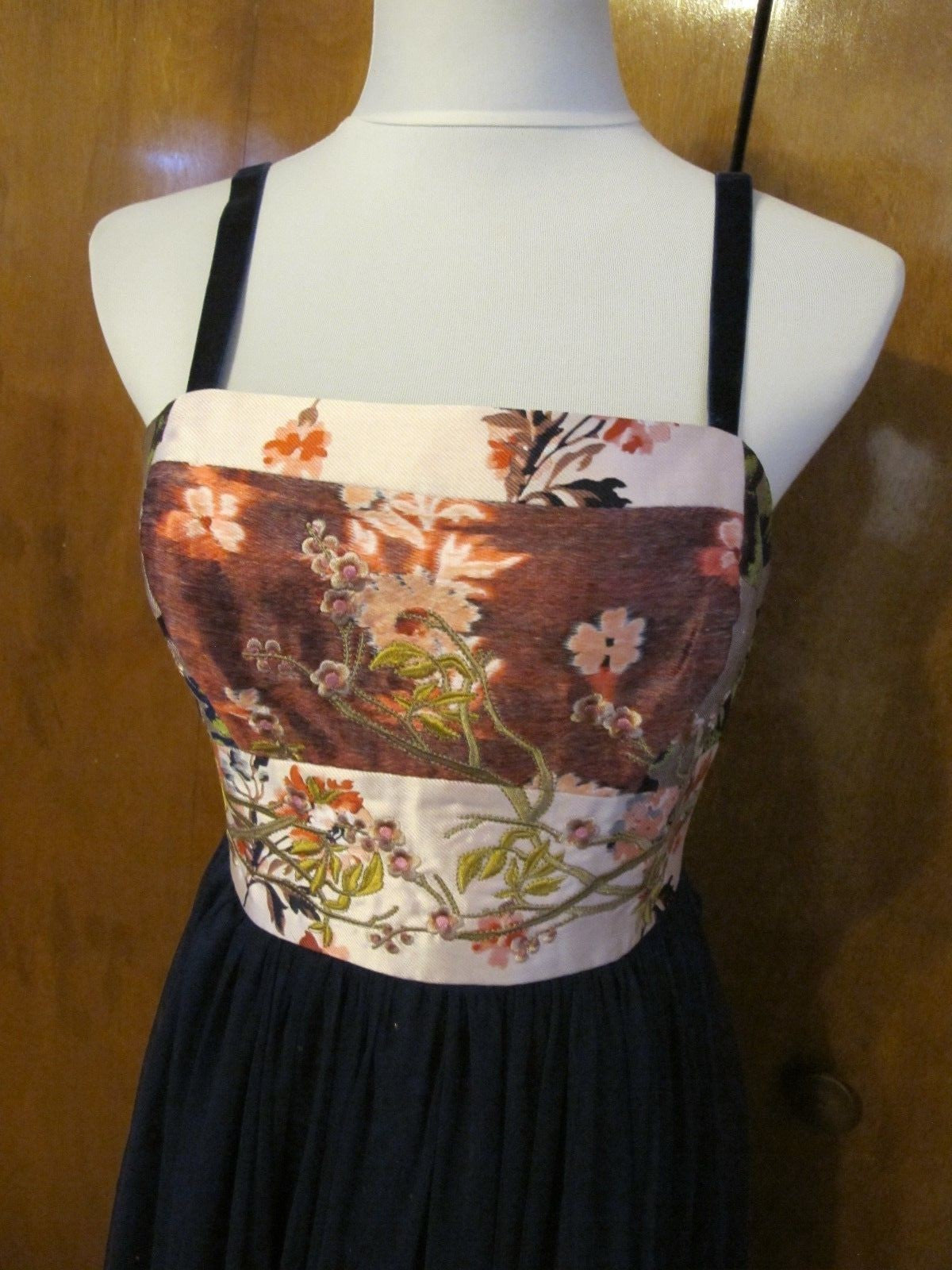 Anthropologie Moulinette Soeurs Navy Floral Tulle Evening Dress Prom Graduation