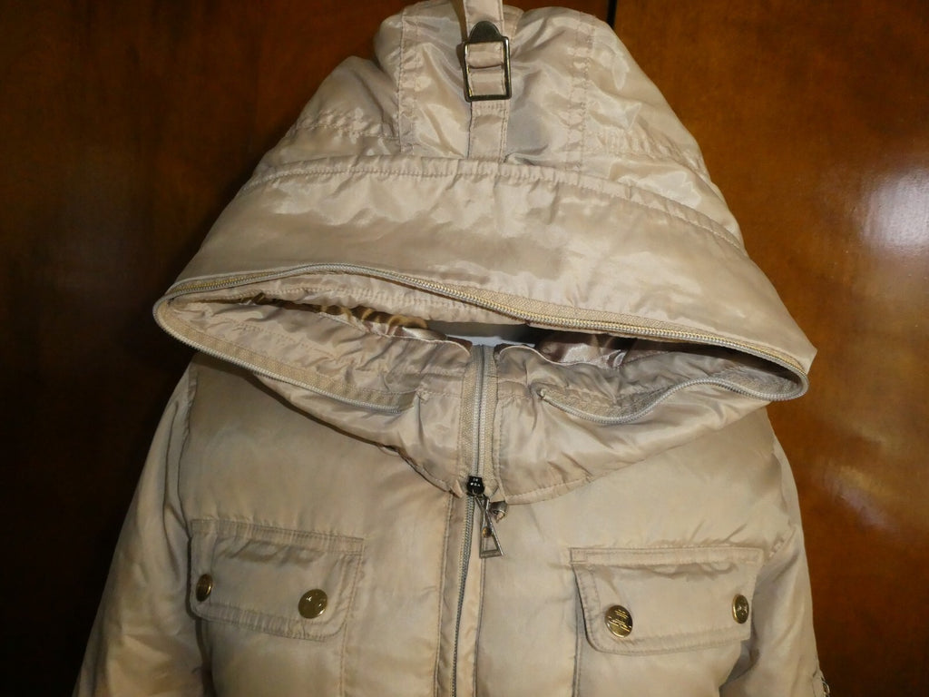 Jennifer Lopez junior girl's puffer zippered jacket coat beige size large