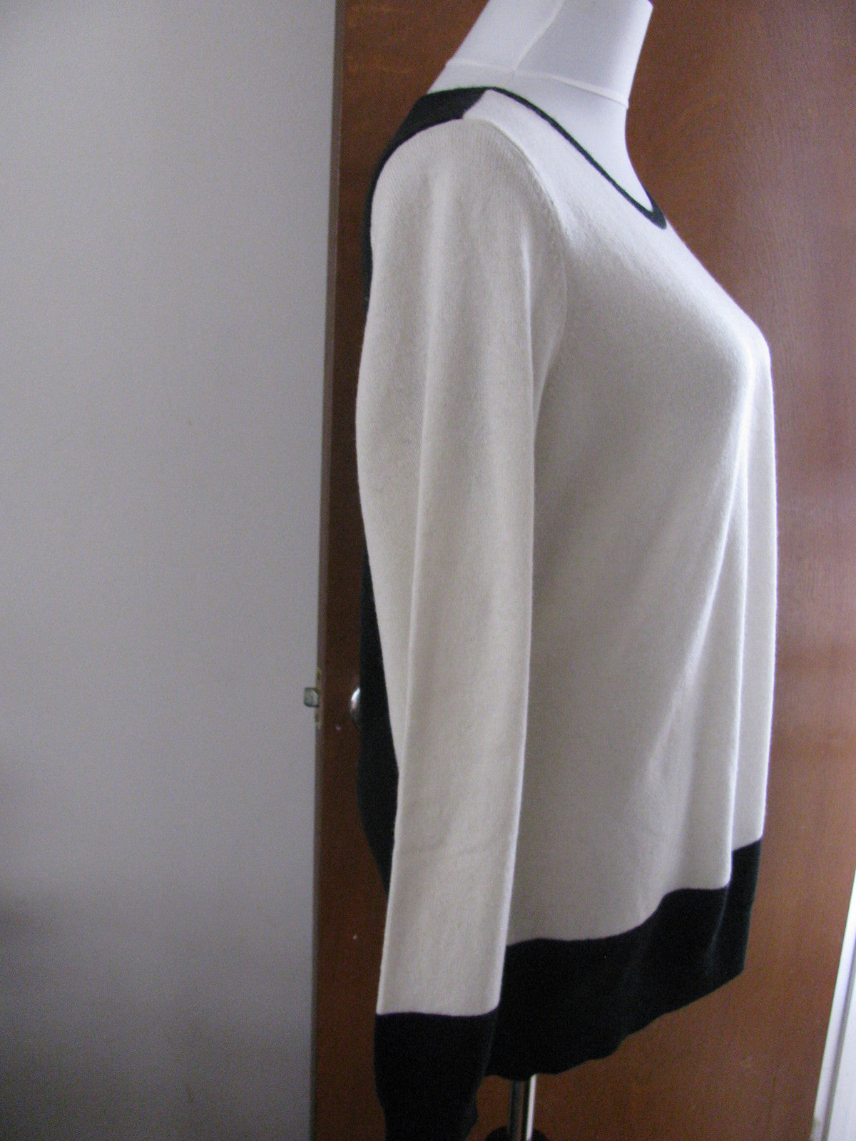 Ralph Lauren women's Cream Black cashmere sweater XLarge New