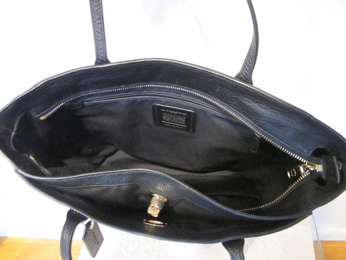 Coach Black Pebble Leather Tote Handbag Style F12184