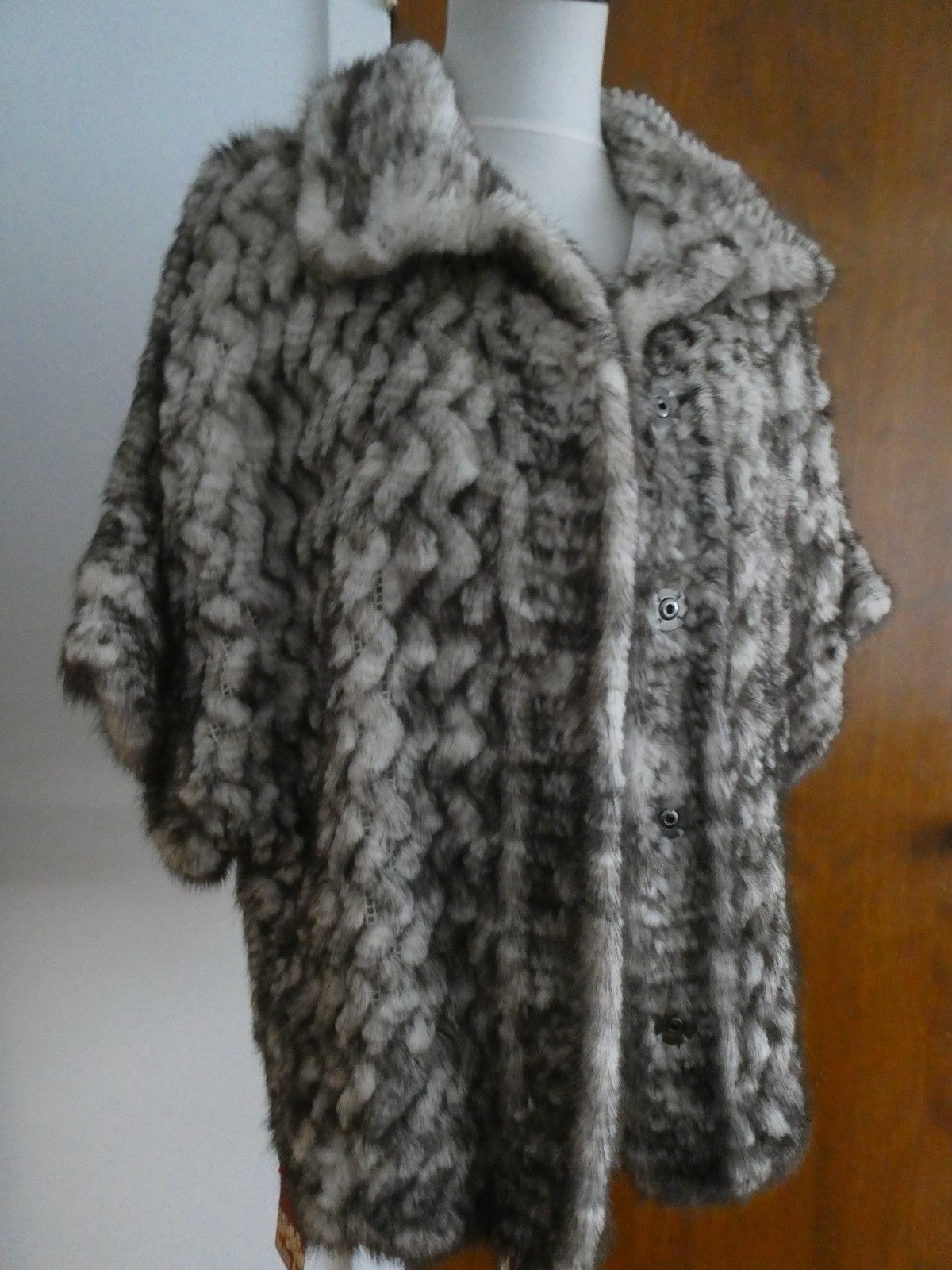 Kalinkin Hill Genuine Mink Fur Women Russia Luxury Short Sleeve Coat Gray Silver