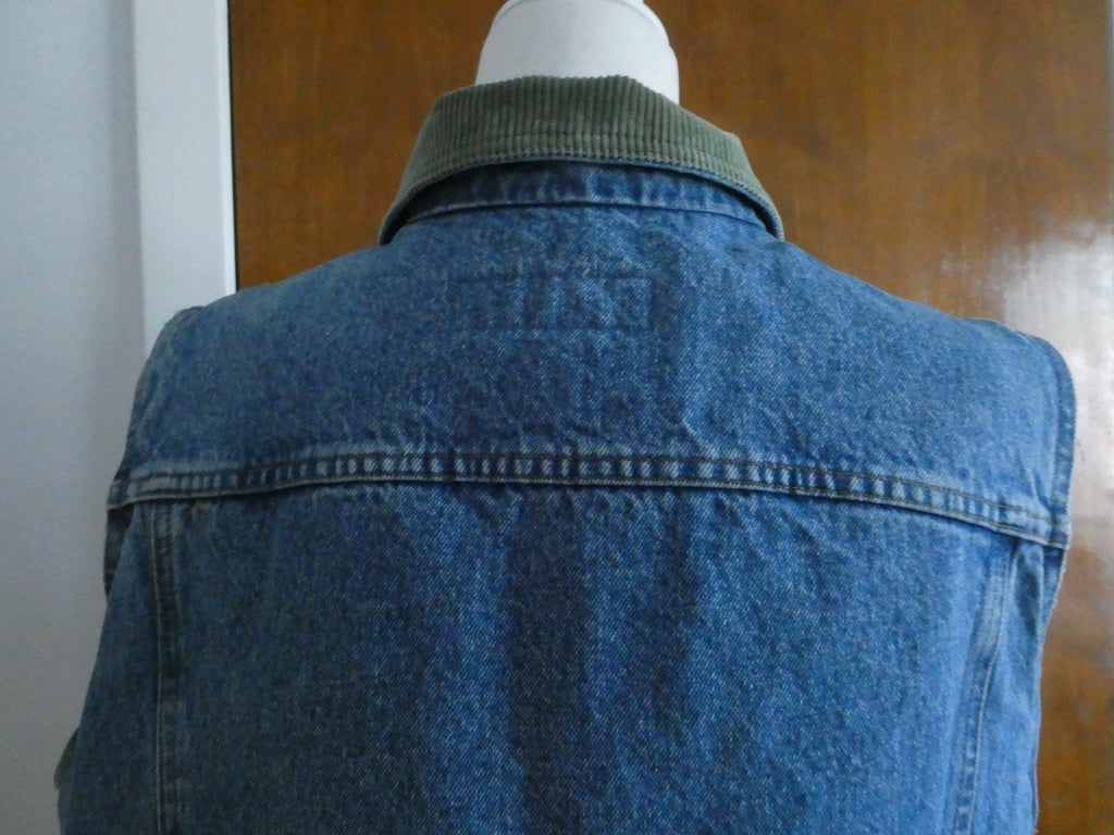 Ventura Denim Vest Cotton Quilted Lined Blue Jean Trucker Style Vintage Medium
