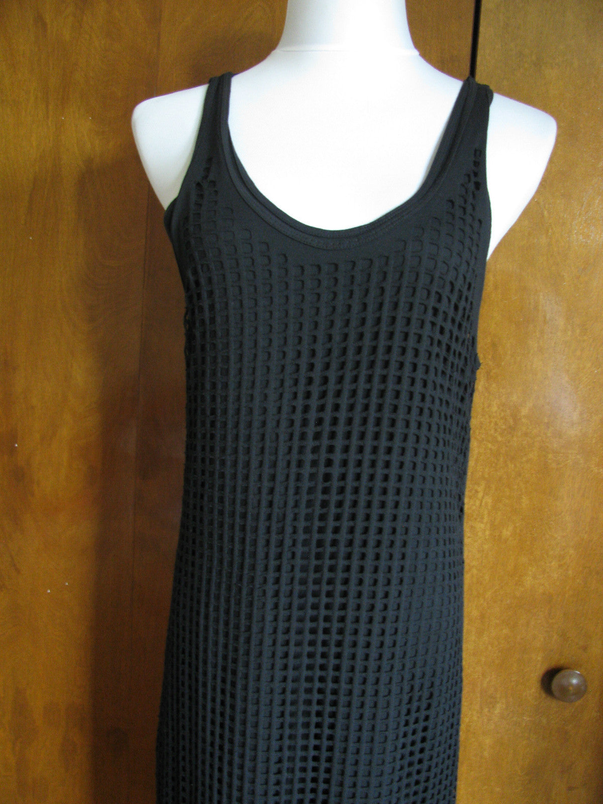 Denim & Supply women's black perforated overlay maxi New dress 