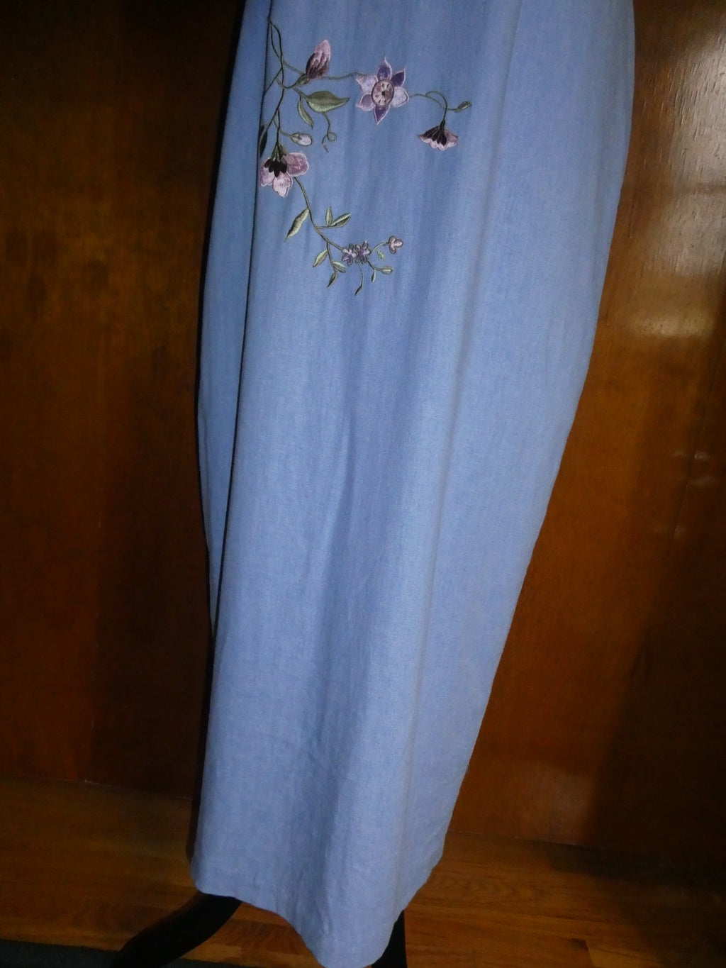 Ultra Dress New York  Lilac Linen Blend Embroidered Floral Maxi Dress Lined 10