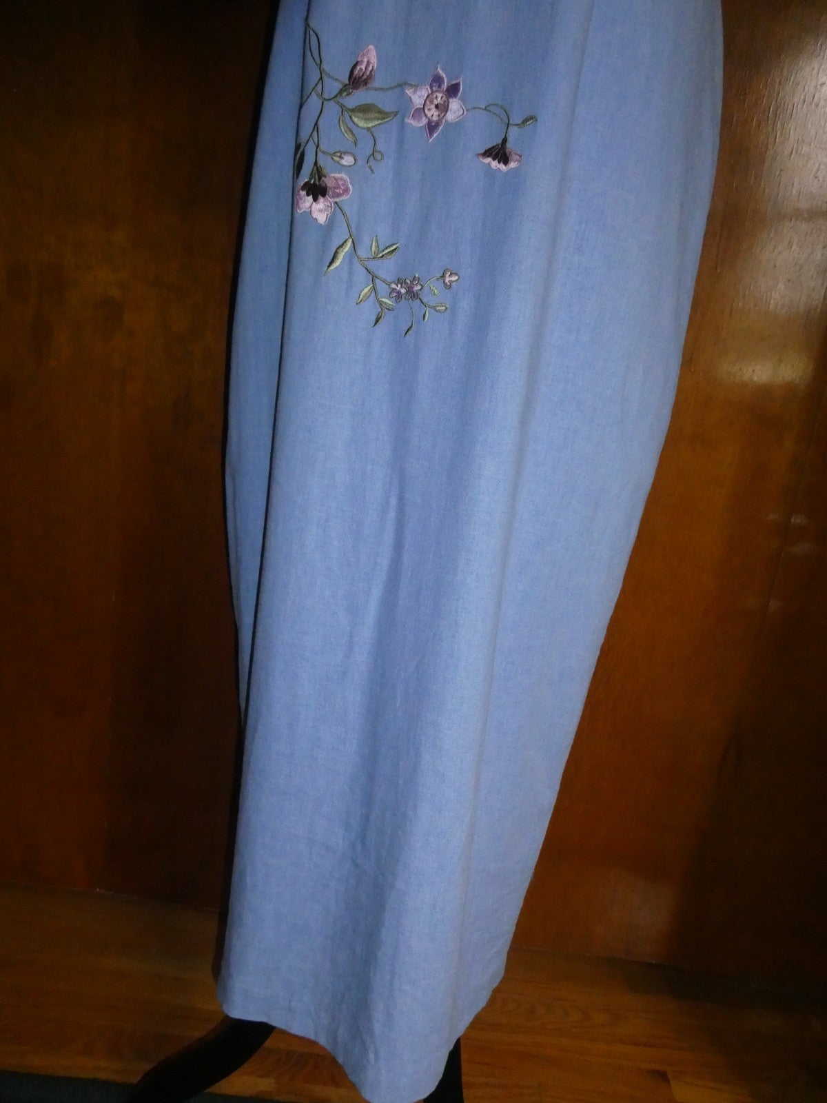 Ultra Dress New York  Lilac Linen Blend Embroidered Floral Maxi Dress Lined 10