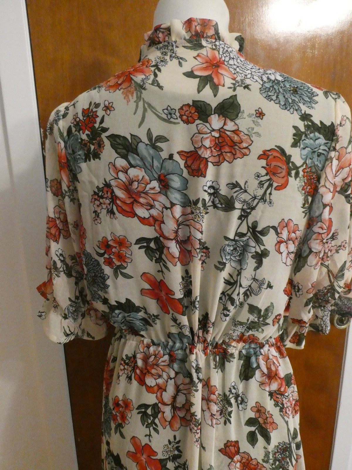 Liberty Love 2Pc Floral Chiffon Duster Dress Set Olive Green Asymmetrical Medium