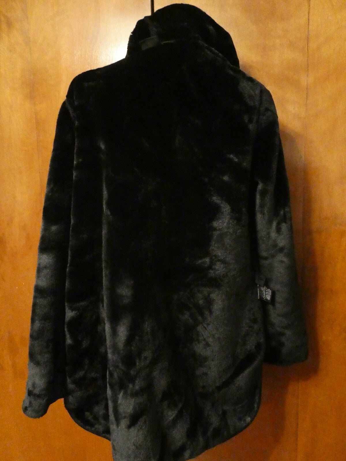 Ike Behar Women's Burgundy/Black Faux Fur Hooded Jacket Coat Large