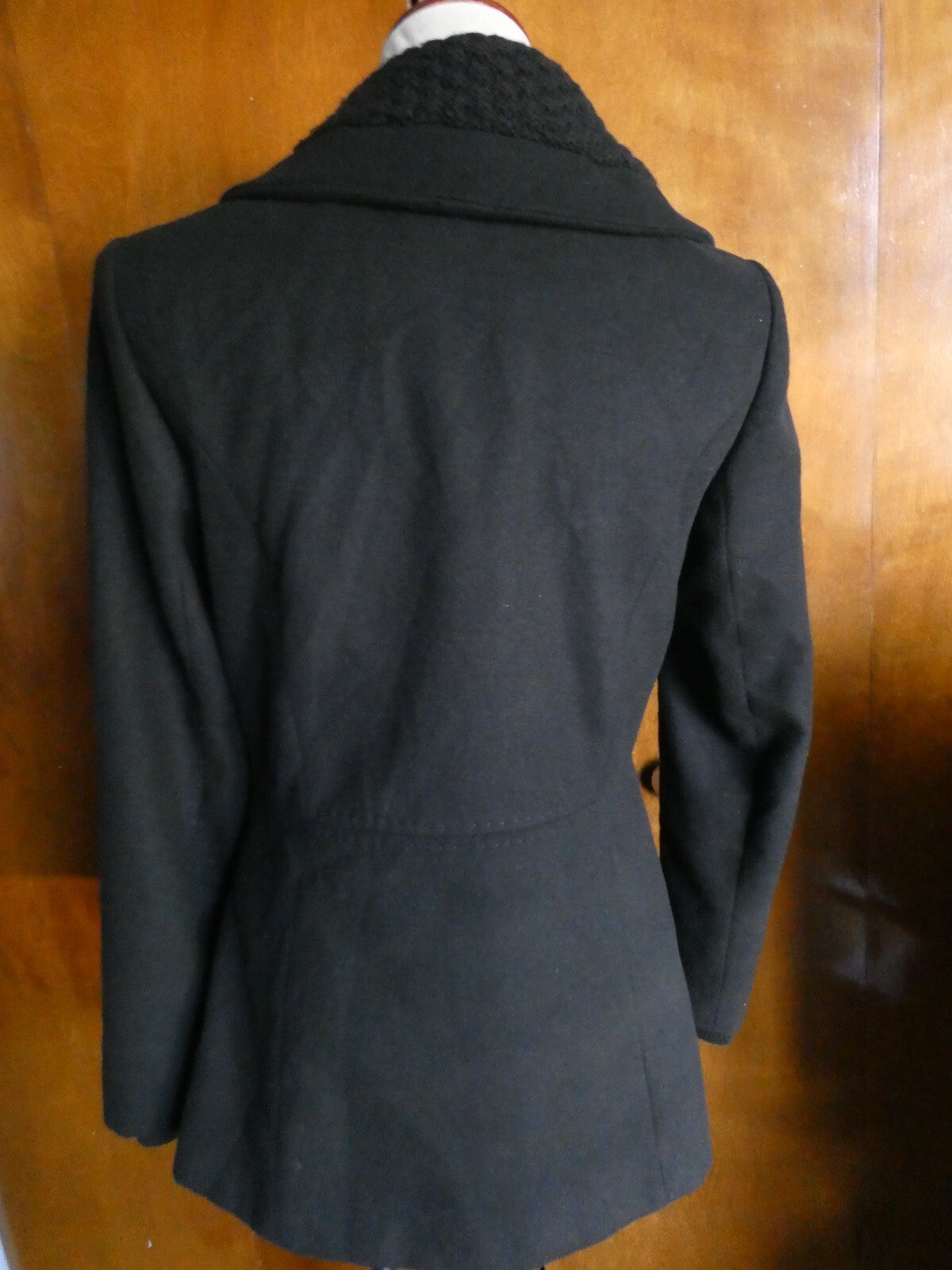 Tahari Women's Black Lined Detailed Pea Coat Jacket Size 4