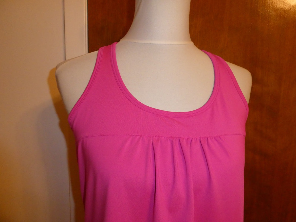 Athleta Women’s Pink Tank Top Large Sleeveless Racerback Ruffle Hem Stretch