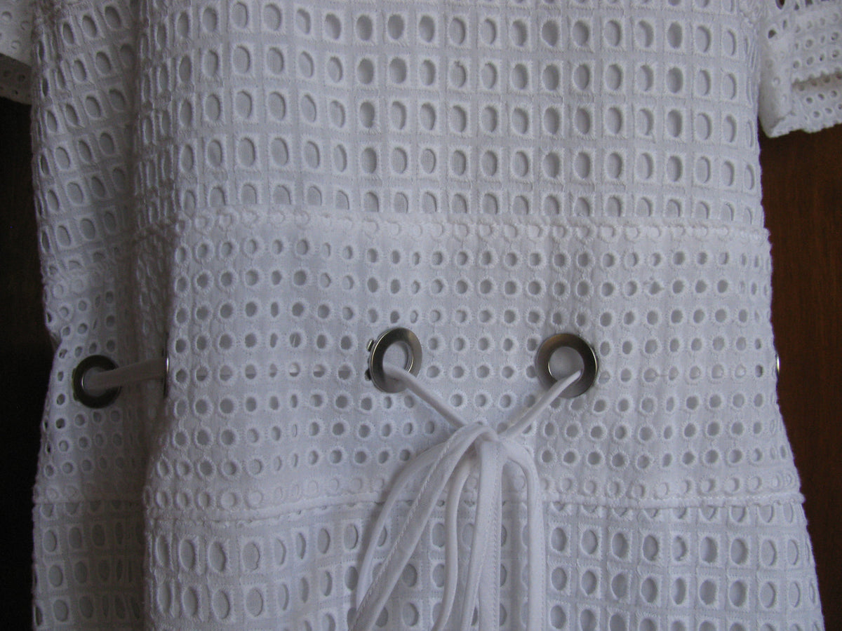 Michael Kors women’s white cotton eyelet mini dress New