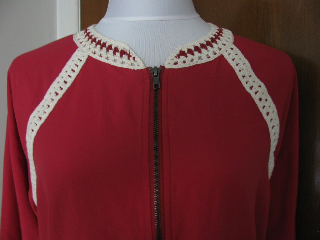 Free People Women’s Ruby Crocheted Trim Sporty Lightweight Jacket Size Large NWT