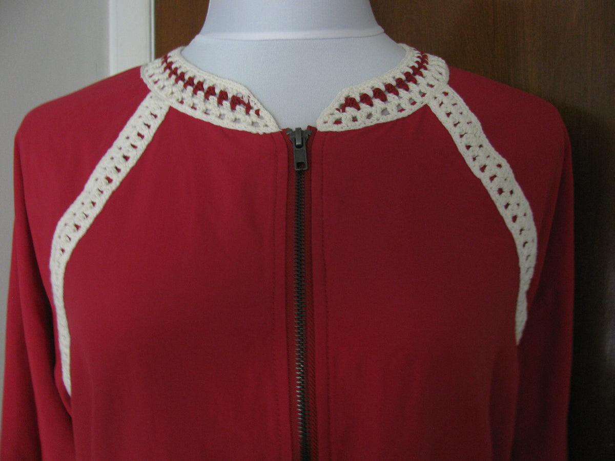 Free People Women’s Ruby Crocheted Trim Sporty Lightweight Jacket Size Large NWT