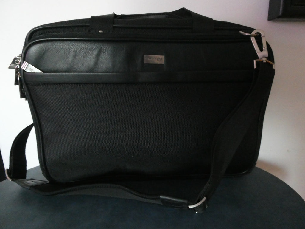 Kenneth Cole Reaction Black Expandable Laptop Messenger Bag Briefcase Crossbody