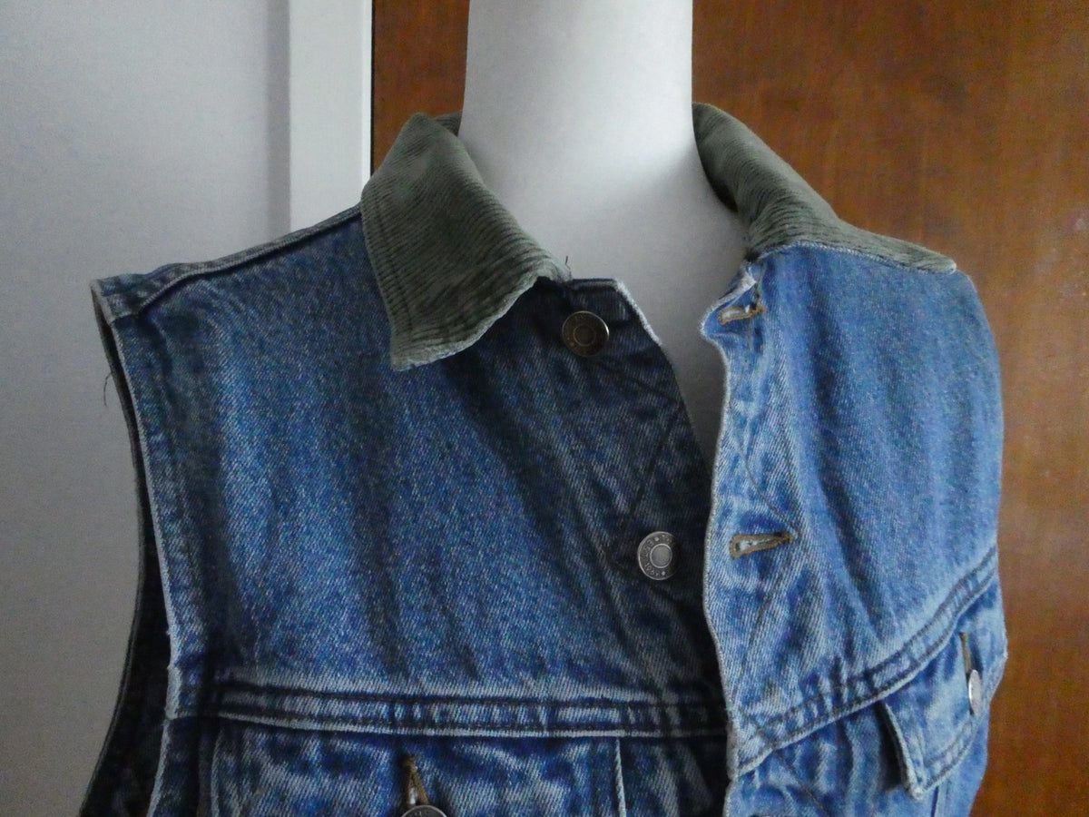 Ventura Denim Vest Cotton Quilted Lined Blue Jean Trucker Style Vintage Medium