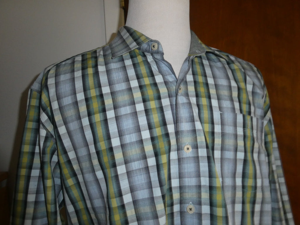 Tommy Bahama Island Modern Fit Shirt Men's XL Plaid 100% Cotton Button Front