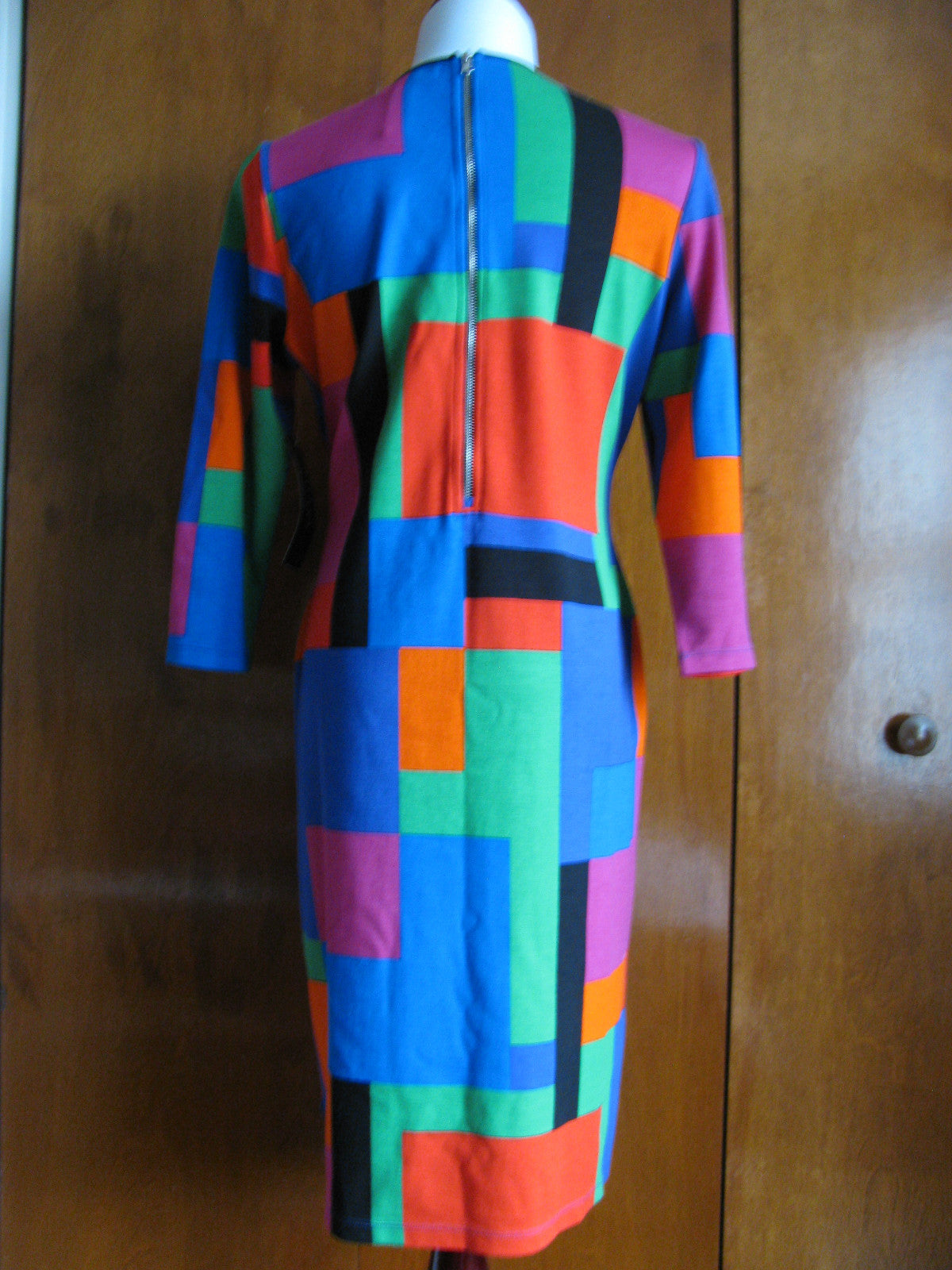 Ralph Lauren Women's Multicolored Crewneck 3/4 Sleeves Dress