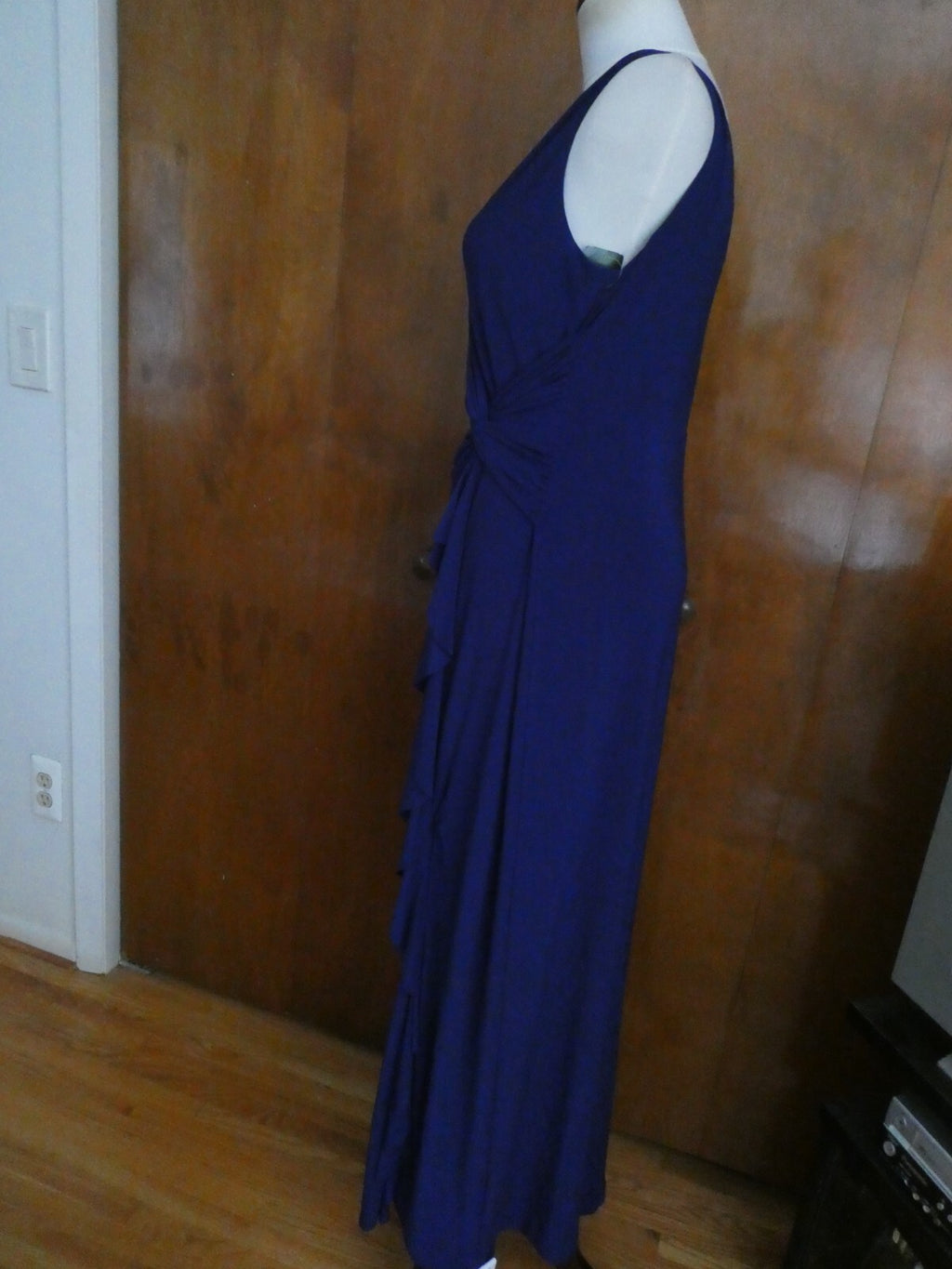 Ralph Lauren women’s maxi blue lined dress 12P 