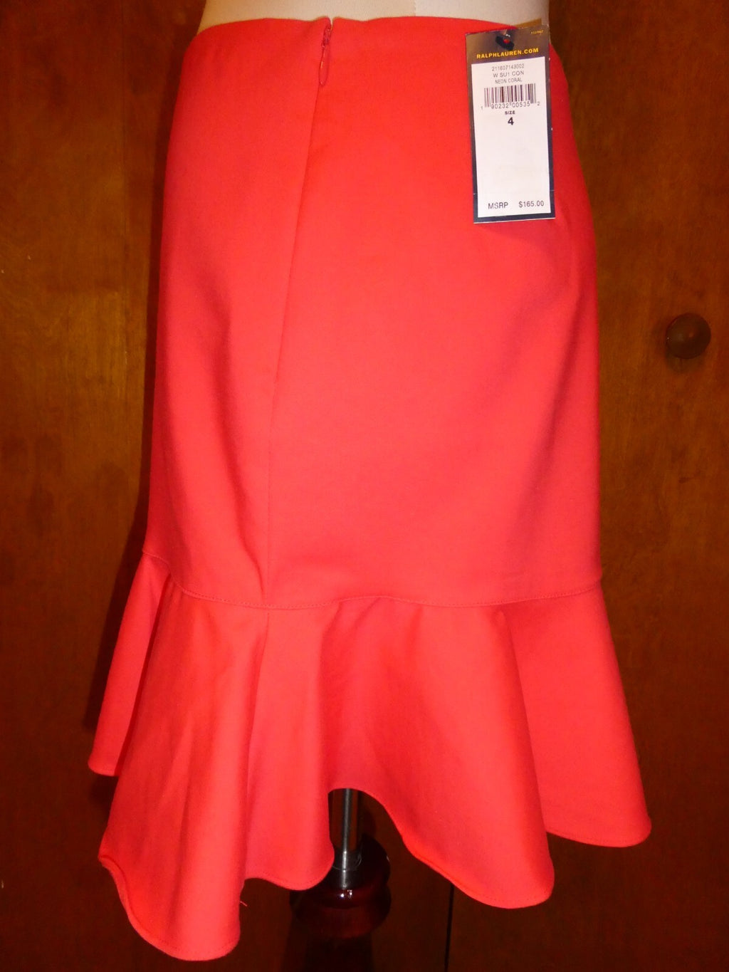 POLO Ralph Lauren Women's Cotton/Viscose Neon Coral Lined Mini Skirt Size 4
