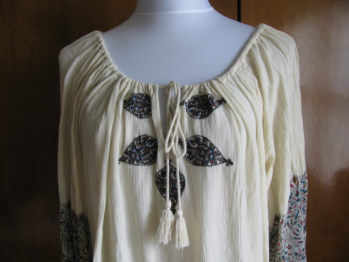 Denim & Supply women's ivory cotton embroidered top medium 